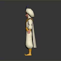 Cartoon Character In White Robe With Yellow Belt And Purple Cape Standing With Arms Outstretched