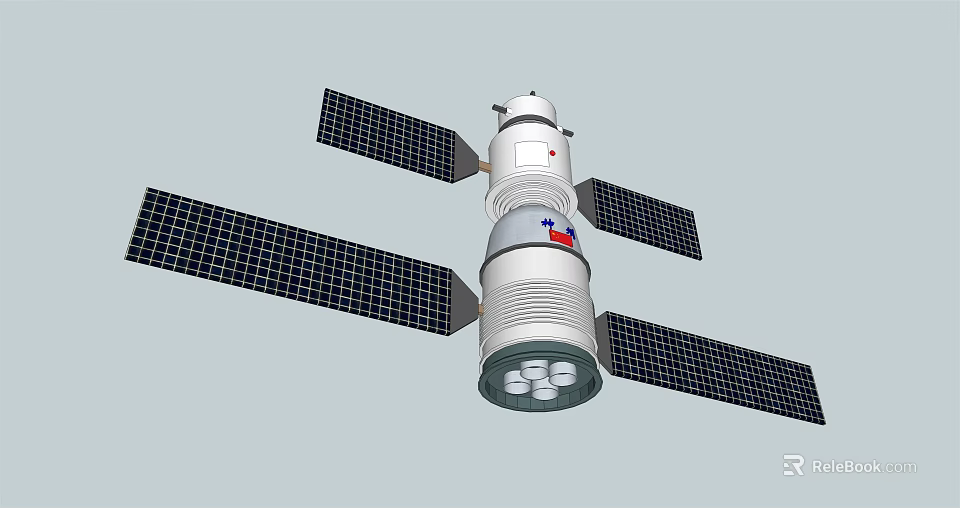 Detailed Orbital Space Station Module With Solar Panels And Cylindrical Design 3d model 