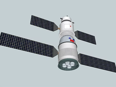 Detailed Orbital Space Station Module With Solar Panels And Cylindrical Design 3d model