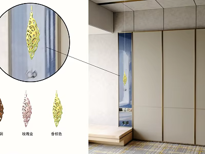 Golden Leaf Shaped Pendant with Rose and Champagne Gold Options for Modern Interior Decoration 3d model