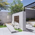 Modern Courtyard Garden 3d model