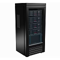 Black Server Cabinet With Glass Door And Multiple Equipment Units For Data Storage 3d model