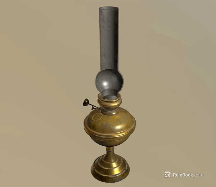 Classic Brass Oil Lamp With Glass Globe And Ornate Base Design 3d model 