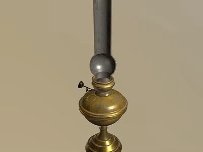 Classic Brass Oil Lamp With Glass Globe And Ornate Base Design 3d model