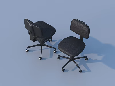 Black Modern Office Chairs With Caster Wheels And Stylish Backrest Design 3d model