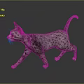 3D Rendered Spotted Cat Walking On Gray Background With Ears And Tail