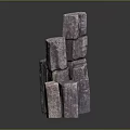 Wood Stone Stacked Blocks With Natural Rough Texture In 3D Design 3d model