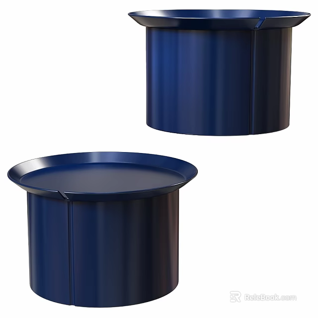 Modern Blue Cylindrical Metal Side Tables With Smooth Circular Tops 3d model
