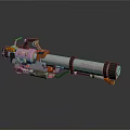 Modern Metallic Rocket Launcher With Orange Black Details And Mechanical Parts