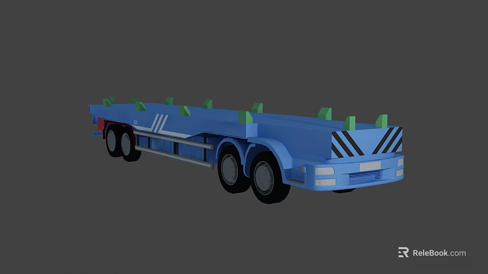 Intelligent Flatbed Trailer Machine With Blue Body Green Protrusions And Wheels 3d model 