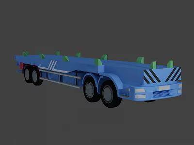 Intelligent Flatbed Trailer Machine With Blue Body Green Protrusions And Wheels 3d model