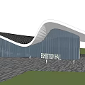 Modern Museum Building with Wavy Roof and Glass Facade for Exhibition Space Design