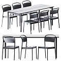 Modern Minimalist Dining Table Set With Black Chairs And Sleek Design 3d model