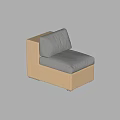 Modern Single Sofa With Woven Beige Frame Gray Cushion And Backrest 3d model