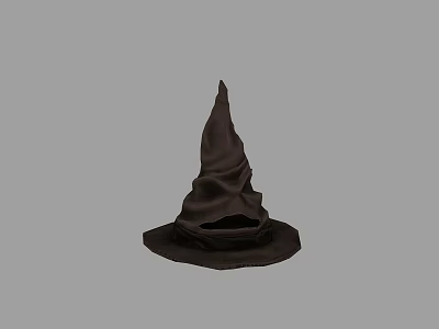 Classic Black Witch Hat With Pointed Top And Folded Design For Halloween Outfits 3d model