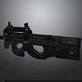 Futuristic Tactical Weapon with Scope Black Orange Accents Sci Fi Design 3d model