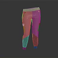 Pink And Gray Color Blocked Casual Pants With Functional Pockets And Slim Fit