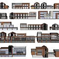 Modern Commercial Complex Architectural Designs With Various Exterior Structures And Roof Styles 3d model