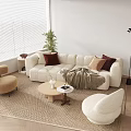 Modern multi-person sofa leisure sofa chair coffee table corner table combination 3d model