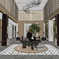 Modern Hotel Lobby Office Lobby Hotel Front Desk 3d model