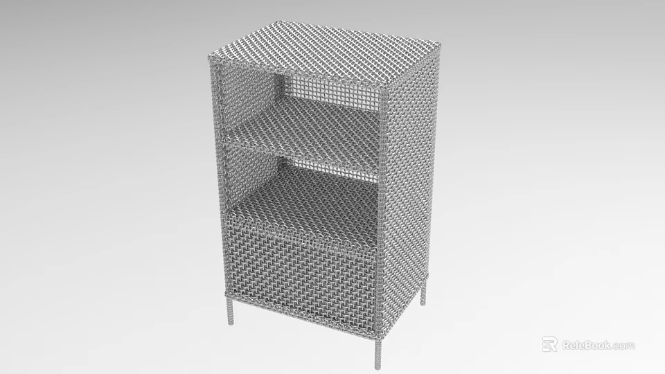 Three Tier Mesh Wire Shelf for Home Storage with Metal Legs 3d model 