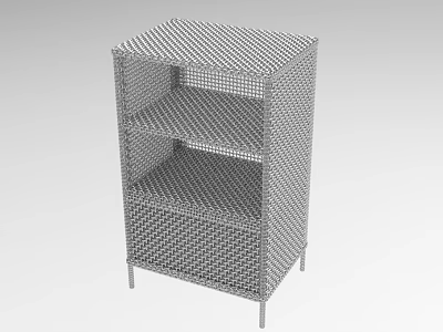 Three Tier Mesh Wire Shelf for Home Storage with Metal Legs 3d model