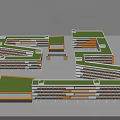 Modern School Building With Green Roof Connected Structures And Orange White Exterior