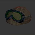 Vintage Hat with Green Lens Goggles Textured Fabric And Adjustable Strap Retro Design