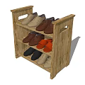 Wooden Shoe Cabinet Three Tiered Shelf Storage With Various Colored Shoes Practical Home Organizer Furniture