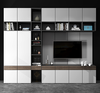 Modern TV background cabinet TV cabinet background wall combination 3d model