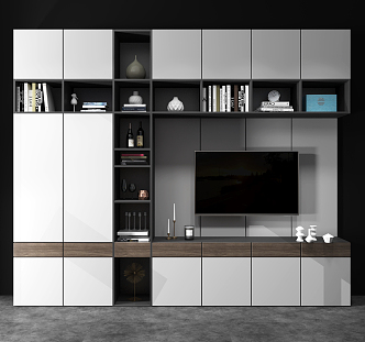 Modern TV background cabinet TV cabinet background wall combination 3d model