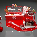 Lotte Stick Promotion Booth With Red Theme Display Counter And Snack Items 3d model