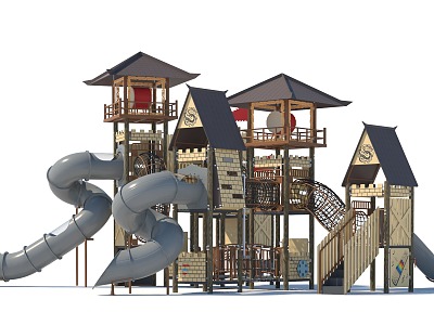 Observation Deck Sightseeing Tower Wooden House Customized Paradise Development Paradise Amusement Park Children's Amusement Park Playground Combination Function Slide Amusement Scoot 3d model