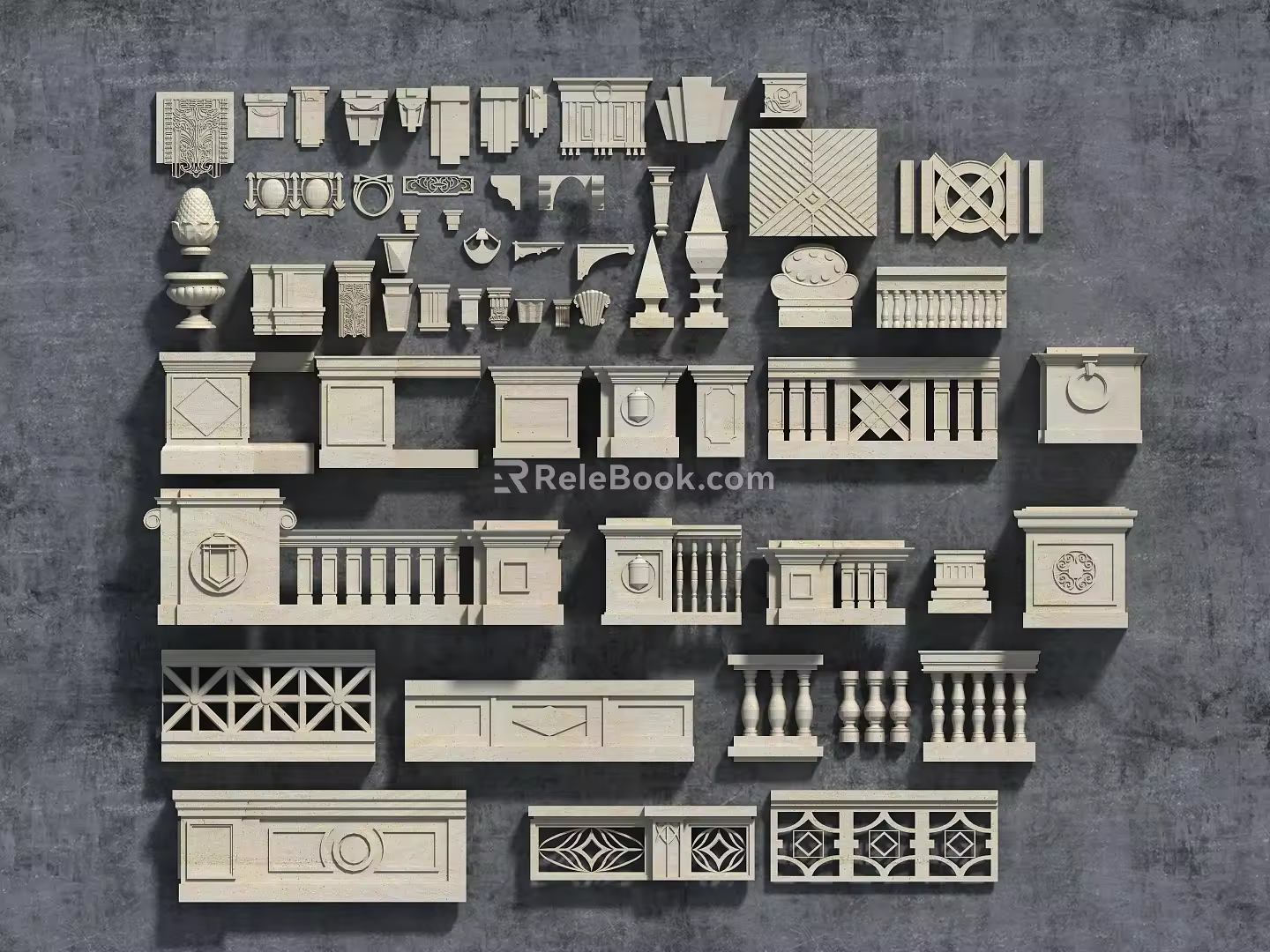 European Component European Element Carved Component Corner Gypsum Carved Foot Line Carved Gypsum Line 3d model
