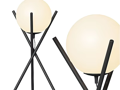 Modern Floor Lamp Interior Design with White Spherical Lampshade and Black Cross Stand 3d model