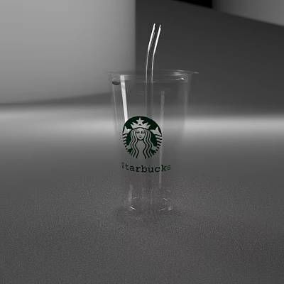 Starbucks Drink Being Poured Into Clear Plastic Cup With Logo 3d model