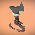 Fantasy Hooked Weapon With Carved Handle Decorative Pearl And Sharp Metal Blade