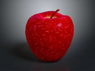 Juicy Fresh Red Apple With Water Drops On Shiny Smooth Surface 3d model