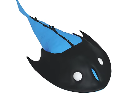 Fun Black And Blue Cartoon Fish Character With White Eyes Design 3d model