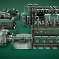Industrial Machinery Components Featuring Pipes Tanks Control Panels And Mechanical Units