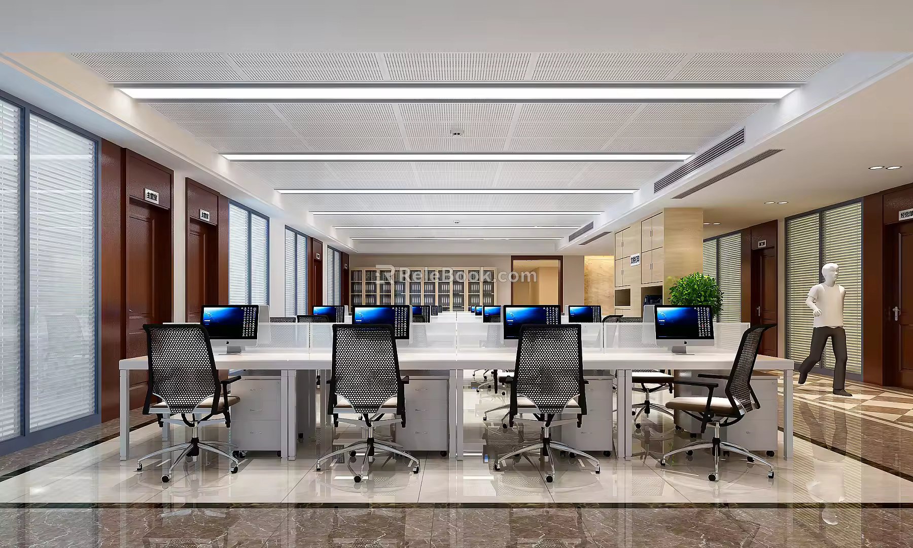 Open office in modern public office area 3d model