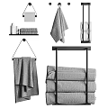 Modern Bathroom Cabinet Rack With Shelves Hooks Stacked And Hanging Towels