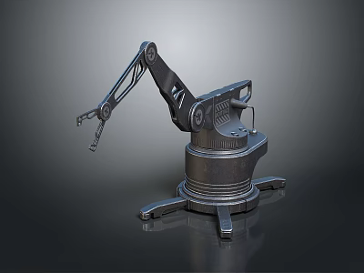 Industrial Robotic Arm With Black Metal Structure Stable Base And Articulated Joints 3d model