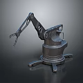 Industrial Robotic Arm With Black Metal Structure Stable Base And Articulated Joints