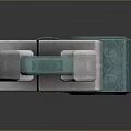 Sci Fi Weapon With Teal Metallic Body Yellow Stripe Circular Dial And Silver Mechanical Tip