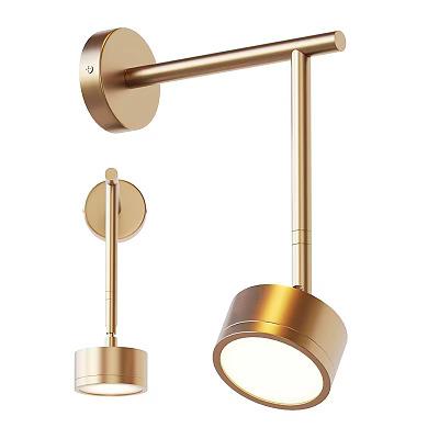 Elegant Modern Golden Wall Lamp With Metal Frame And Circular Shade For Interior Decor 3d model