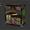 Vintage Decorative Cabinet With Gold And Black Finish Intricate Carvings Drawers Shelves And Tray Top