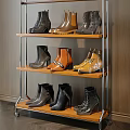 Trendy Leather Boots With High Heels In Various Colors On Shelf