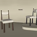 Modern Single Chair Design With Curved Backrest White Cushion Dark Legs And Display Stand