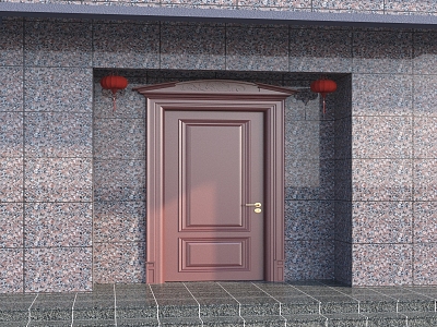 Door Main Door Entrance Door Main Door Lantern Building Entrance Steps Building Effect Diagram 3d model